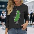 きゅうり 顔 イラスト かわいい おもしろ 面白い 簡単 シンプル ゆるい 野菜 長袖Tシャツ 彼女への贈り物