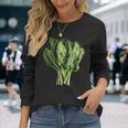 ほうれん草 野菜モチーフ イラスト ほうれん草 長袖Tシャツ 彼女への贈り物