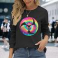みつどもえシンボル 70年代 タイダイ 太鼓ドラマー 長袖Tシャツ 彼女への贈り物