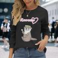 ゆるカワウソさん まるくん『おはなの かんむり』コツメカワウソ かわいい イラスト 長袖Tシャツ 彼女への贈り物