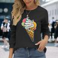 アイスクリームコーン×スプリンクルワッフルコーン 長袖Tシャツ 彼女への贈り物