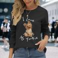 アイ・ラブ・マイ・ヨーキー・ヨーキー・ヨーキー・ドッグ・ファンへのギフト 長袖Tシャツ 彼女への贈り物