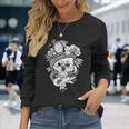 アジアの髑髏と蛇のグラフィック 長袖Tシャツ 彼女への贈り物