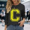 アルファベット C 大文字 イニシャル クラシック 学校 カレッジ 長袖Tシャツ 彼女への贈り物