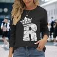 アルファベットtシャツ イニシャル文字 R & キング クイーン クラウン 長袖Tシャツ 彼女への贈り物