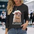 アルママ かわいい アルパカ ママ ダジャレ ラマ プレママ 家族 マタニティ 動物 長袖Tシャツ 彼女への贈り物