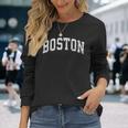 アンティーク調ボストンtシャツ、ベーシックヴィンテージカレッジスタイルtシャツ 長袖Tシャツ 彼女への贈り物