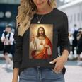 イエスの聖心カトリックキリスト教宗教デザイン。 長袖Tシャツ 彼女への贈り物