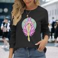 イースターエッグ ウサギ ヴィンテージ ピンナップ バニー スーツ ファンタジーガール 長袖Tシャツ 彼女への贈り物