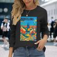 カラフル バルセロナ スペイン ガウディ公園 & サグラダファミリア 旅行 長袖Tシャツ 彼女への贈り物
