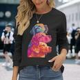 カラフルなラブラドールレトリバー犬夏の美的ペットアート 長袖tシャツ 長袖Tシャツ 彼女への贈り物