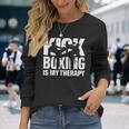 キックボクシングは私の治療法、キックボクシングの試合モチーフのキックボクサー 長袖Tシャツ 彼女への贈り物