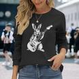 ギタリスト ギター ギタープレーヤー ウサギ お父さん ママ 長袖Tシャツ 彼女への贈り物