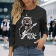 ギターを弾く猫 ヘヴィメタル ロックキャット おもしろギタリスト 長袖tシャツ 長袖Tシャツ 彼女への贈り物