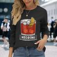 クラシックなネグローニカクテルイラスト、オレンジスライス。 長袖Tシャツ 彼女への贈り物