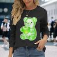 グミベア キャンディ ハート グリーン 長袖Tシャツ 彼女への贈り物