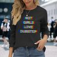 グリッチ ダブステップ レイブ ホットガールズラブデザイン 長袖Tシャツ 彼女への贈り物