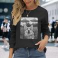 コーギー犬 Ufo エイリアン 地球外自撮り 長袖Tシャツ 彼女への贈り物