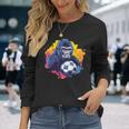 ゴリラ サッカーボール 鮮やかな色 長袖Tシャツ 彼女への贈り物