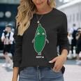 ゴーヤ ゴーヤー 顔 イラスト かわいい おもしろ 面白い 簡単 シンプル ゆるい 野菜 長袖Tシャツ 彼女への贈り物