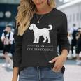 ゴールデンドゥードル 犬 ホワイト シルエット 長袖Tシャツ 彼女への贈り物