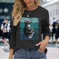 サックスを奏でる猫 ヴィンテージ 猫 ジャズ サックス 音楽 サックス 長袖Tシャツ 彼女への贈り物