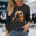 サングラスをかけたナマケモノかわいいナマケモノ 長袖Tシャツ 彼女への贈り物