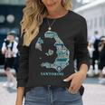 サントリーニ島 ギリシャ 地図 ギリシャ柄 旅行 休暇 長袖Tシャツ 彼女への贈り物