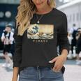 サーフィン ノーフォークテリア 神奈川波 和 犬 面白い 長袖Tシャツ 彼女への贈り物