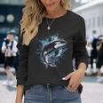 シャチ 動物 モチーフ アート シャチ 長袖Tシャツ 彼女への贈り物