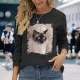 シャムの子猫の頭の顔 長袖Tシャツ 彼女への贈り物