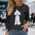 ホワイト スタンダード プードル ドッグ 長袖Tシャツ 彼女への贈り物