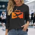 スーツケース航空の飛行機デザイン 長袖Tシャツ 彼女への贈り物
