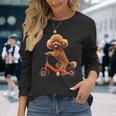 チャリで来た トイプードル 面白いtシャツ 犬 動物 メンズ グッズ かわいい おもしろ 面白い 服 ネタ 長袖Tシャツ 彼女への贈り物