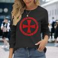 テンプル騎士団 マルタ十字架シールド 中世の十字軍 長袖Tシャツ 彼女への贈り物
