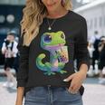 トカゲ かわいい 野生動物 ヤモリ かわいい 爬虫類 長袖Tシャツ 彼女への贈り物