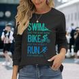 トライアスロン ギフト 水泳 バイク ラン トライアスレット トレーニング アスリート 長袖Tシャツ 彼女への贈り物