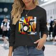 ドラムモチーフ カラフル シルエット 楽器 ドラマー 長袖Tシャツ 彼女への贈り物