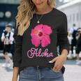 ハイビスカス Aloha アロハ《赤》（ハワイ・南国・フラダンス）夏 かわいい 長袖Tシャツ 彼女への贈り物