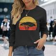 ビンテージ アウトドア サン サバンナ ツリー ミニマリスト サンセット 長袖Tシャツ 彼女への贈り物