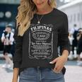 ビンテージのおもしろい事実フィリピン-フィリピン人フィリピン人 長袖Tシャツ 彼女への贈り物