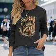 ビンテージバスフィッシング迷彩、アメリカ国旗。 長袖tシャツ 長袖Tシャツ 彼女への贈り物