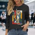 ピカソ猫 – ヴィンテージキュビズムアート風デザイン 長袖Tシャツ 彼女への贈り物