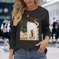フランス人画家ピエール・ボナールによる猫の絵 長袖Tシャツ 彼女への贈り物