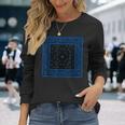 メンズ ブラックブルーバンダナプリントtシャツ ロイヤルブルーペイズリー柄 長袖Tシャツ 彼女への贈り物