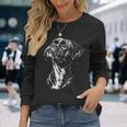 ボクサー 犬 ポートレート 白黒 長袖Tシャツ 彼女への贈り物