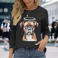 ボクサー 犬 天使 長袖Tシャツ 彼女への贈り物