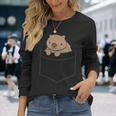 ポケットの赤ちゃんウォンバット かわいいオーストラリアのウォンバット 長袖Tシャツ 彼女への贈り物