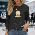 ポケットアニマルかわいいひよこチキンのポケット 長袖Tシャツ 彼女への贈り物