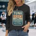 マグロクルーレトロフィッシングシーフードユーモアデザイン 長袖Tシャツ 彼女への贈り物